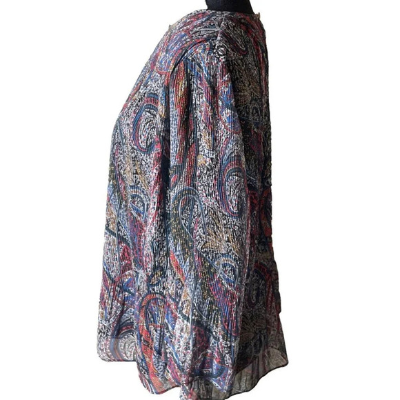 Ted Baker London Women’s 4 US Large Beaatha Metallic Thread‎ Paisley Top Blouse - Picture 4 of 8